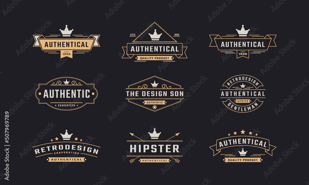Set of Vintage Retro Badges and Silhouettes Logo Design Element