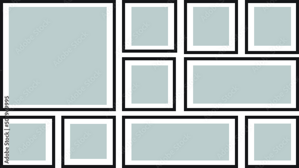 Set of empty black picture frames Black picture frames. Realistic empty image frame in different size and shape. Mockups for museum gallery, photo borders with shadow Set of empty black picture frames Black picture frames. Realistic empty image frame in different size and shape. Mockups for museum gallery, photo borders with shadow