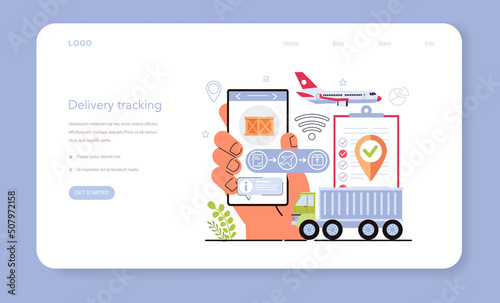 Smart logistics technologies web banner or landing page. Idea of modern