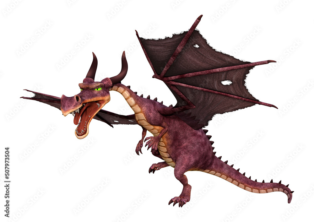 Fototapeta premium 3D Rendering Fairy Tale Dragon on White
