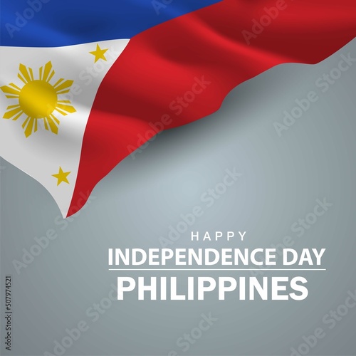 happy independence day Philippines. 3d flag. vector illustration design