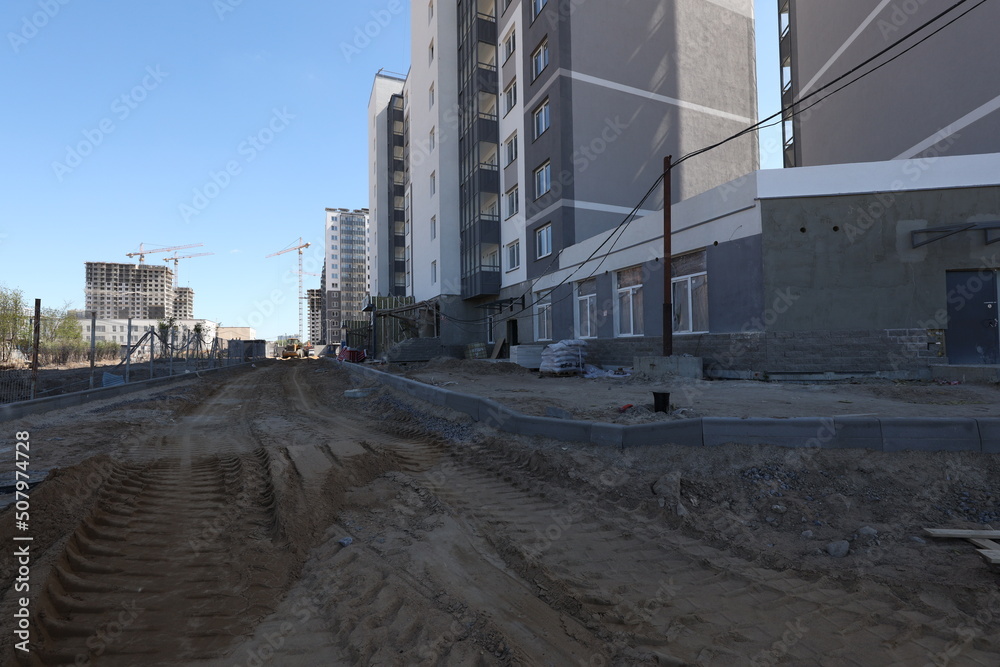 Photos of the construction process of the residential complex