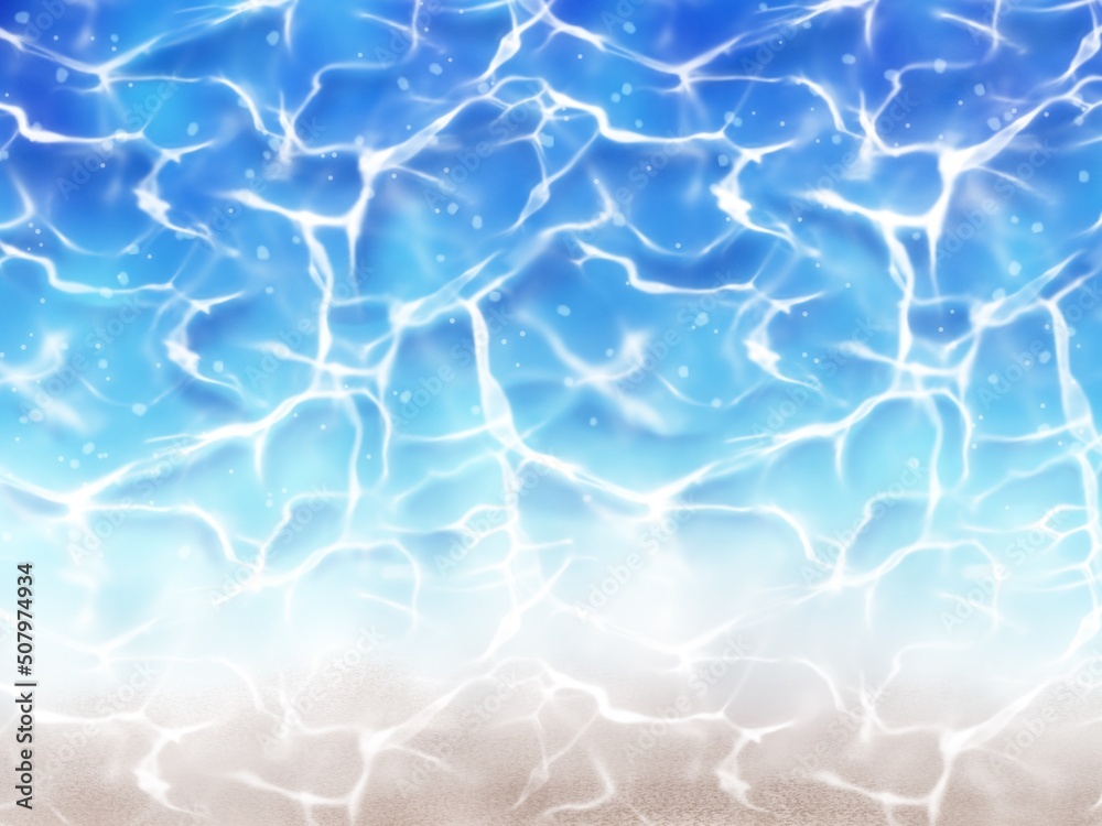 Obraz premium 鮮やかな青色の海イメージの背景 ラスター素材