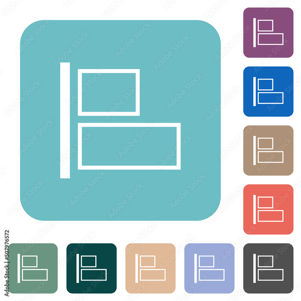 Align to left outline rounded square flat icons Align to left outline rounded square flat icons