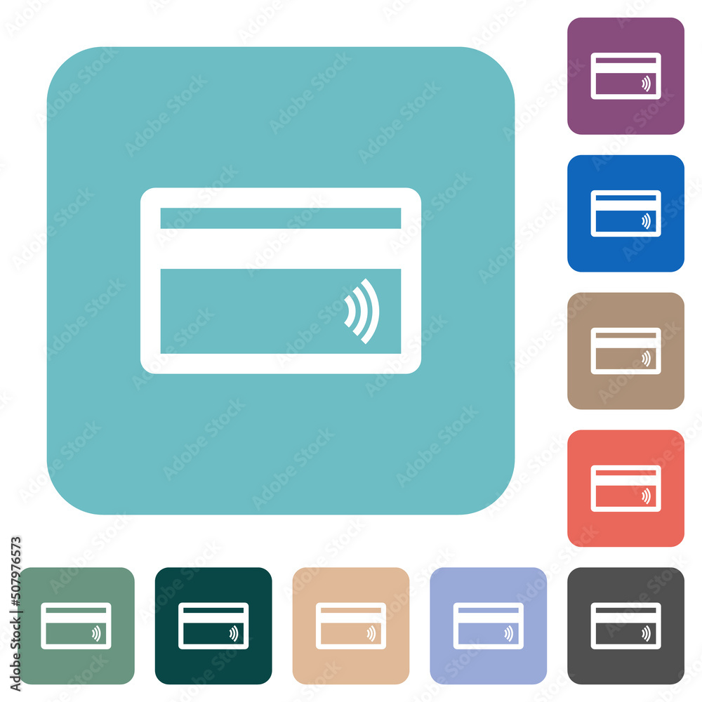 Contactless credit card rounded square flat icons Contactless credit card rounded square flat icons