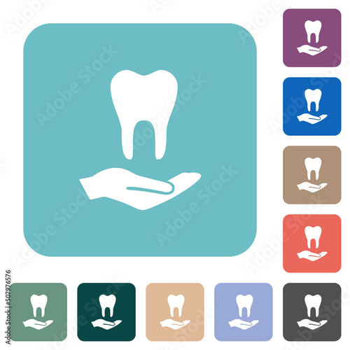 Dental provision rounded square flat icons