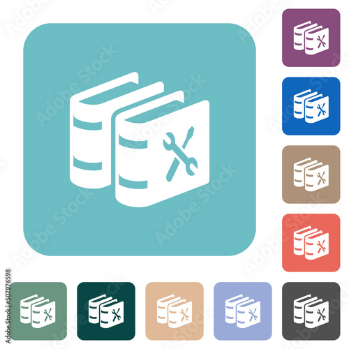 User guide with wrench and screwdriver rounded square flat icons
