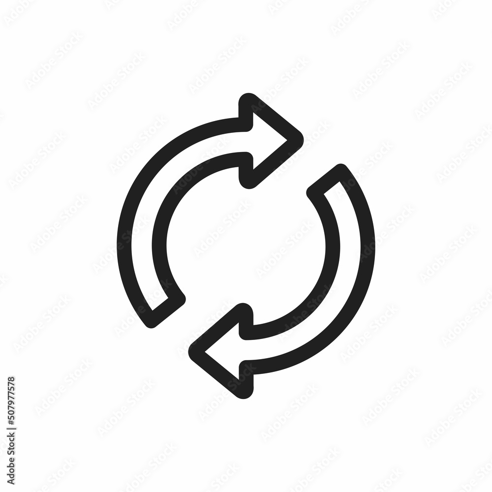 Rotation Arrow icon vector. Rotation Arrow flat style isolated on a white background - stock vector.
