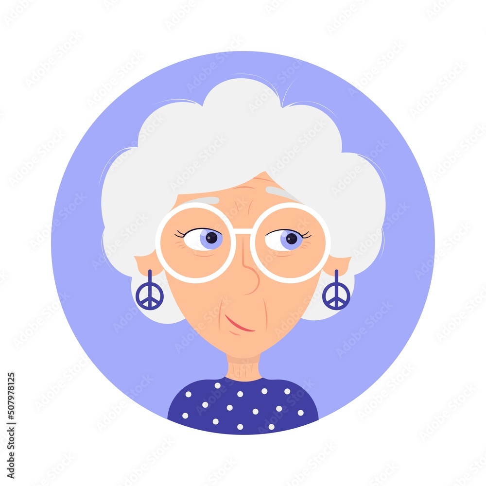 Doubt old woman avatar vector illustration