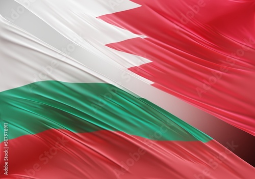 Bahrain Flag with Abstract Bulgaria Flag Illustration 3D Rendering (3D Artwork)