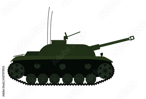 Green military tank. vector illustration