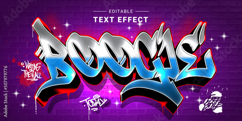 Editable Graffiti Text Effect. Wall Art Sign Style