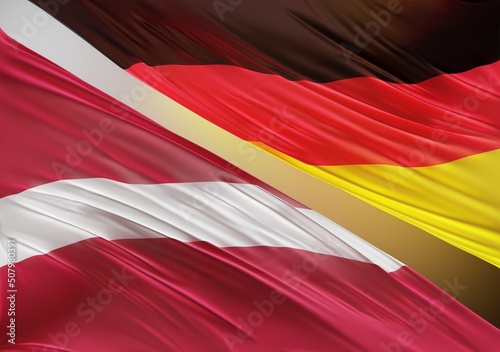 German Flag with Abstract Latvia Flag Illustration 3D Rendering  3D Artwork 