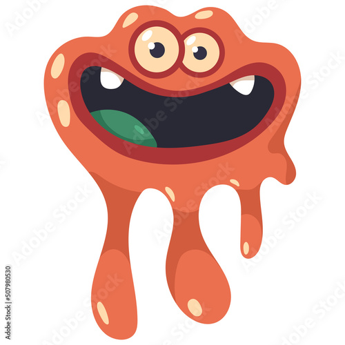 Funny slime bacteria vector cartoon character isolated on a white background.