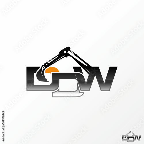 Unique but simple letter or word DDW connect font with excavator hand image graphic icon logo design abstract concept vector stock. Can be used as a symbol related to initial or construction