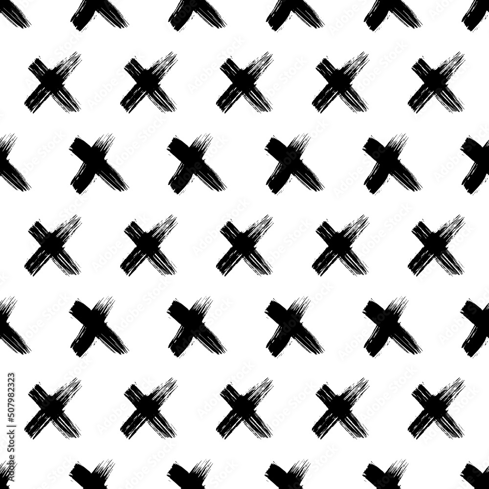 Seamless pattern with hand drawn cross symbols Seamless pattern with hand drawn cross symbols