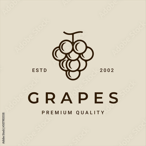 grapes logo line art vintage vector illustration template icon graphic design. organic fruit sign or symbol for farm product and food or drink company