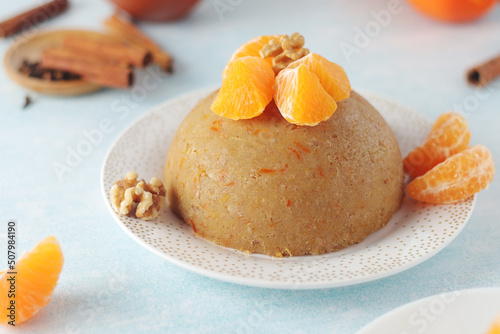 Mandarin halva dessert, traditional Greek dessert