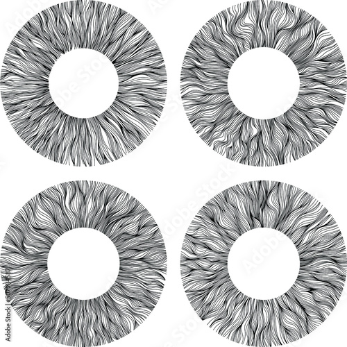 Abstract eye illustration. Iris decorative image. Circle vector line sketch.