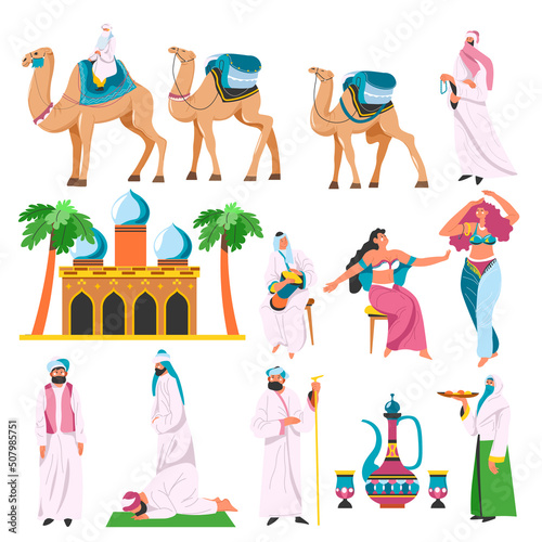 Arabic culture and tradition, dancers and sheikh