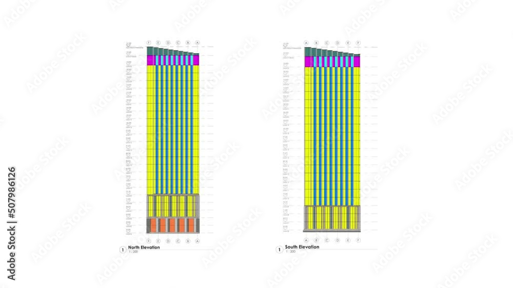 Animation of architectural drawings. Building plan, color drawing. Designing a business center Animation of architectural drawings. Building plan, color drawing. Designing a business center