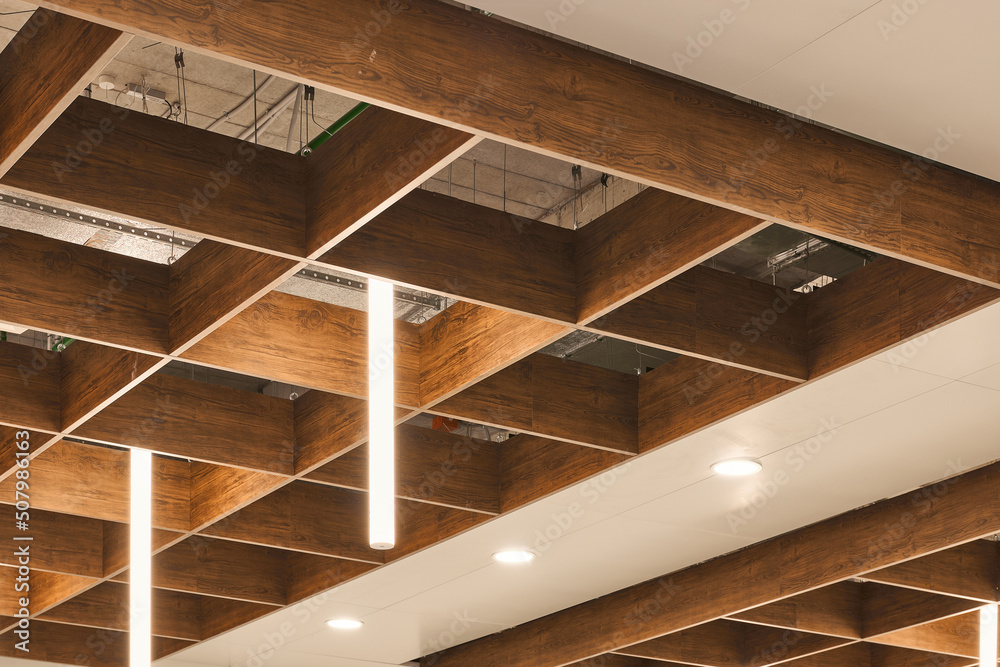 Obraz premium Photos of the mall and its wooden ceilings