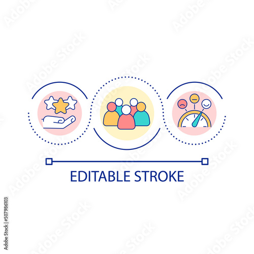 Qualified team members loop concept icon. Effective communication abstract idea thin line illustration. Motivated professionals. Isolated outline drawing. Editable stroke. Arial font used