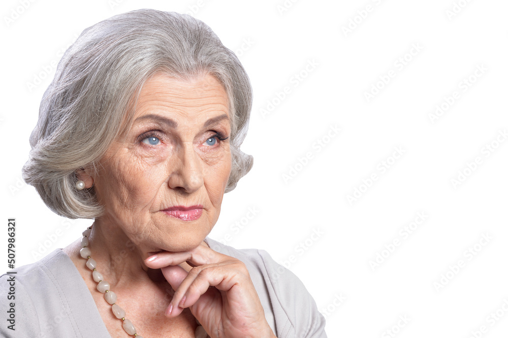 Portrait of senior woman isolated on white background Portrait of senior woman isolated on white background