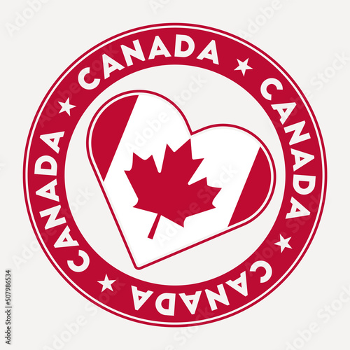 Canada heart flag badge. From Canada with love logo. Support the country flag stamp. Vector illustration. photo