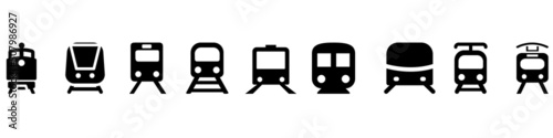 Train vector icon set. railway illustration sign collection. Tram symbol. Public transport logo.