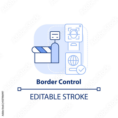 Border control light blue concept icon. Biometric technology abstract idea thin line illustration. Security checkpoints. Isolated outline drawing. Editable stroke. Arial, Myriad Pro-Bold fonts used