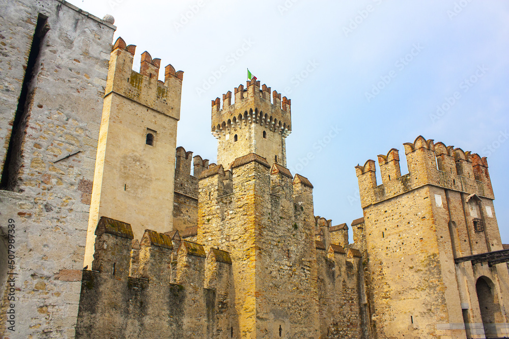 Scaliger Castle (13th century) in Sirmione on Garda lake in Italy	
