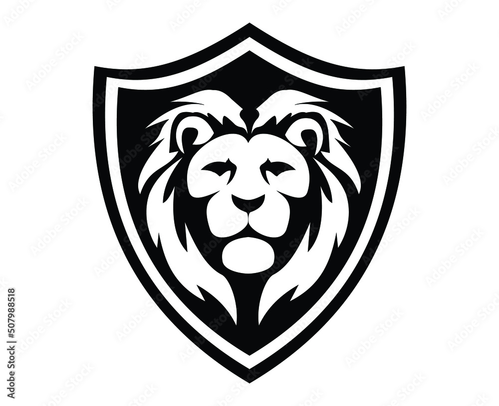 royal lion logo with shield for esports and wildlife business royal lion logo with shield for esports and wildlife business