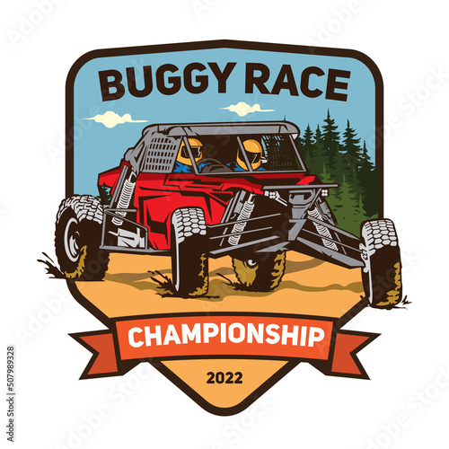 Buggy Race Extreme Sport vector illustration design, perfect for tshirt design, team and racing club logo 