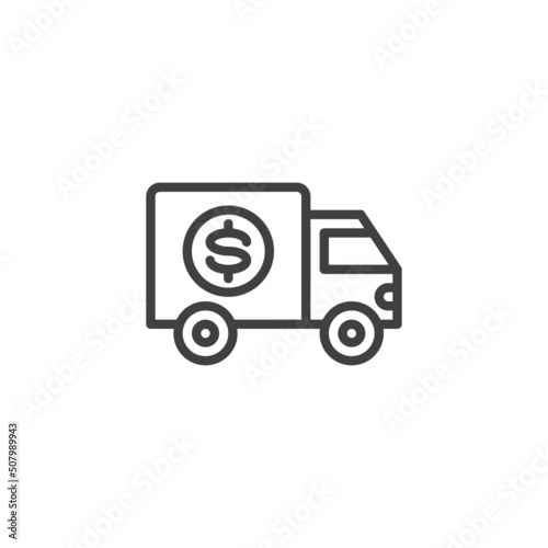 Bank truck line icon
