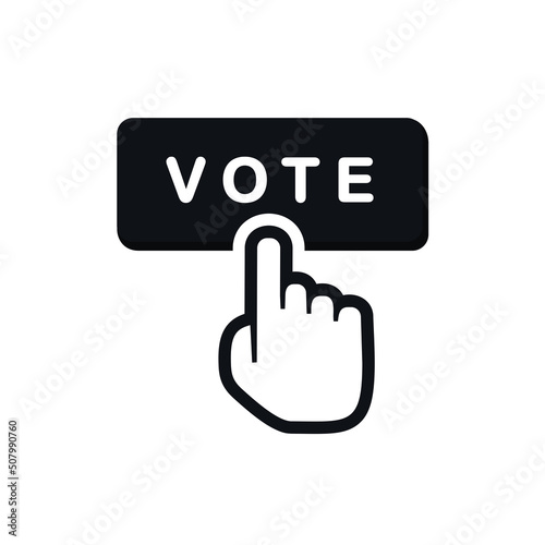 Hand click on vote button. Vector illustration