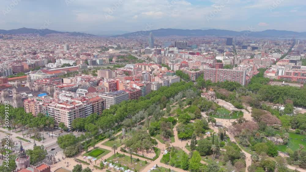 Barcelona, Spain: Aerial view of capital city of Catalonia, public park Ciutadella (Parc de la Ciutadella) - landscape panorama of Europe from above Barcelona, Spain: Aerial view of capital city of Catalonia, public park Ciutadella (Parc de la Ciutadella) - landscape panorama of Europe from above