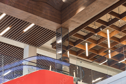 Photos of the mall and its wooden ceilings