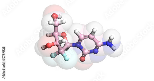 Gemcitabine, anticancer drug, 3D molecule photo