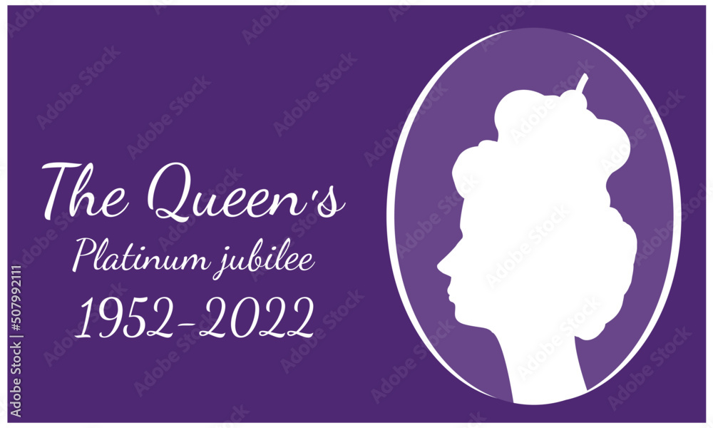 Queens Platinum Jubilee 1952-2022. The Royal Family. UK. Vector Stock illustration. Monarchy.