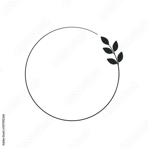 Vector isolated circle laurel wreath frame illustration.