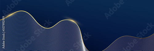 Blue and gold abstract banner background