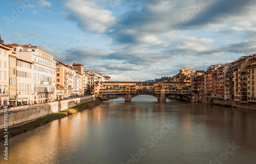 Ponte Vecchio on river Arno in early morning, Florence, Italy 