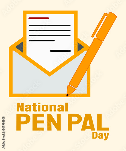 Template vector National Pen Pal Day on june 1, business brochure flyer banner design. Mail and Pen Vector.