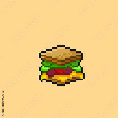 sandwich food in pixel art style