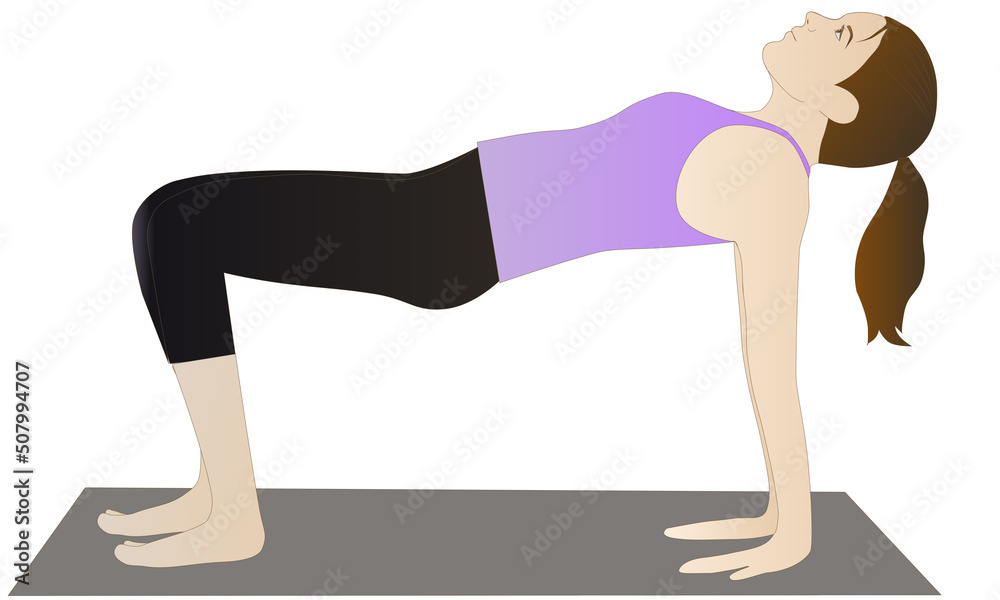Woman doing yoga reverse table top pose vector Woman doing yoga reverse table top pose vector