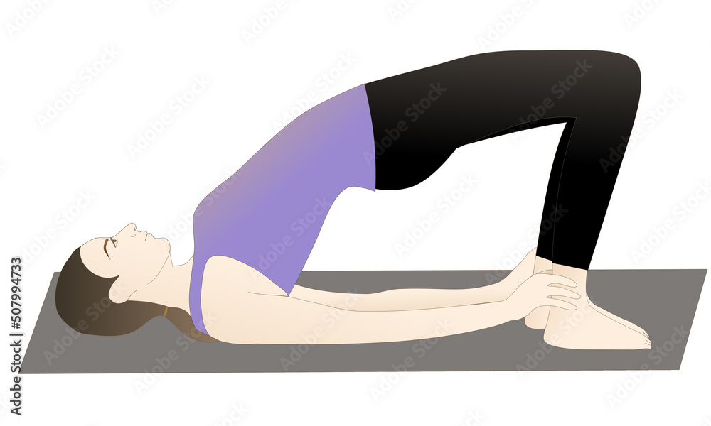 woman doing yoga exercise bridge pose vector woman doing yoga exercise bridge pose vector