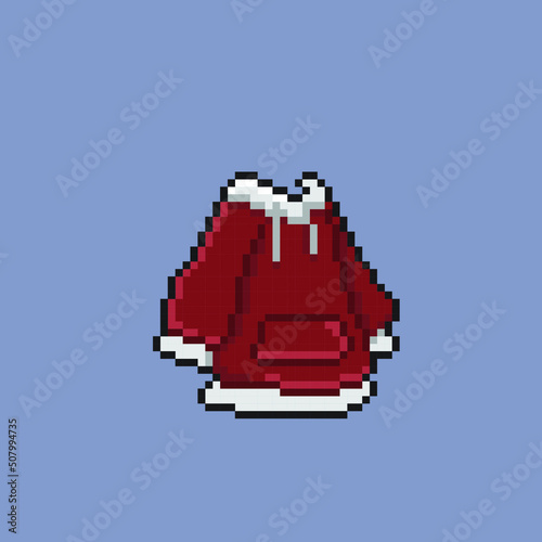 red hoodie in pixel art style