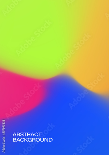 Colorful gradient blur abstract background vector. Bright pink, light green, pastel yellow, fresh blue, aura shape pattern art. Soft smooth vibrant color texture, defocus backdrop illustration.