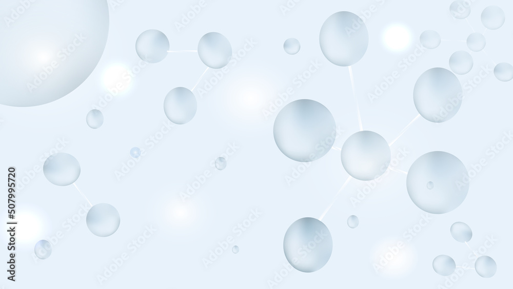 White abstract vector long minimal banner with molecules and light. Light neutral background with arrows and copy space for text. Facebook cover, social media header, web banner